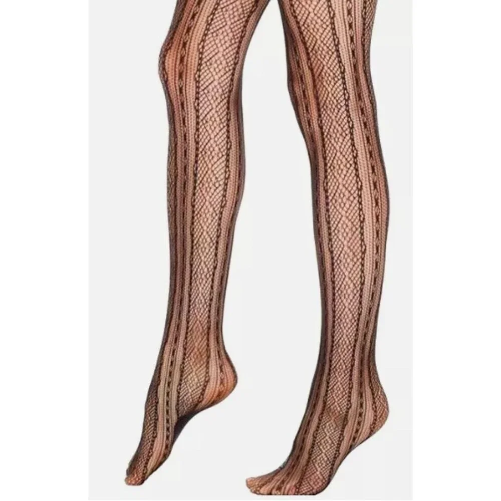 Spanx Star Power Open Weave Shaping Tights In Boudoir Size D Black NWT Coquette